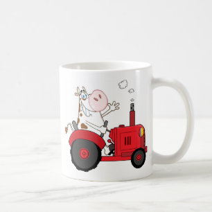 Funny Farm Cow on tractor personalised Coffee Mug