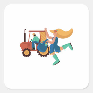 Funny Farm Life Design Square Sticker