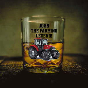 Funny Farm Tractor Heavy Equipment Operator Whiskey Glass