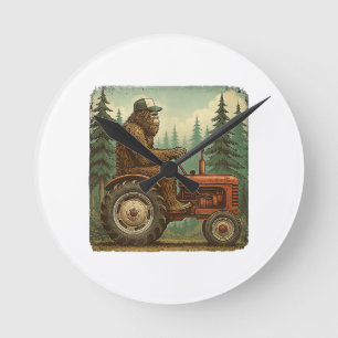 Funny Farmer Design Men Tractor Rancher Farm Dad Round Clock