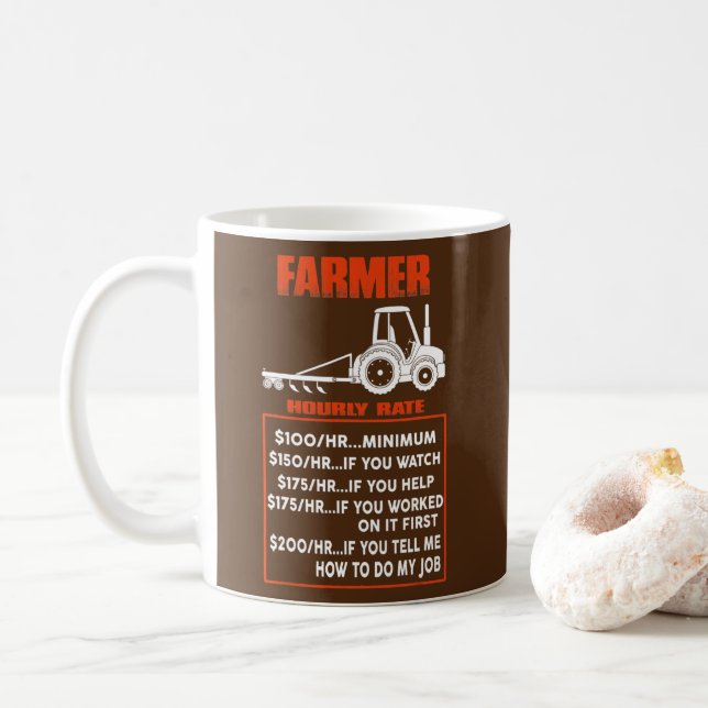 Funny Farmer Hourly Rate Farming  Coffee Mug (With Donut)