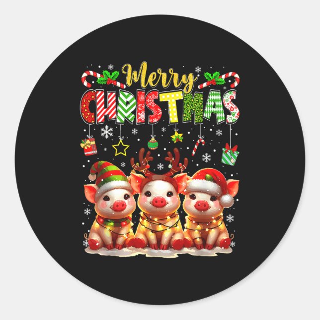 Funny Farmer Merry Christmas Reindeer Santa Gs Fam Classic Round Sticker (Front)