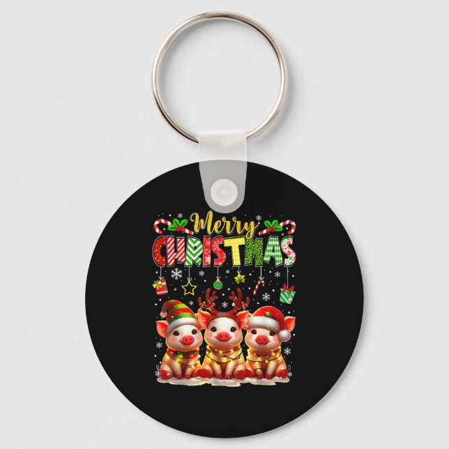 Funny Farmer Merry Christmas Reindeer Santa Gs Fam Key Ring (Front)