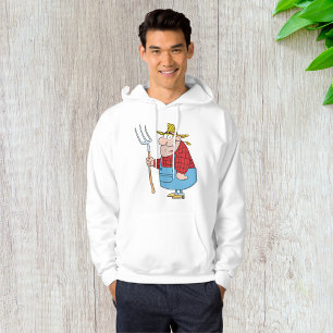 Funny Farmer Pitchfork Overalls and Straw Hat Hoodie