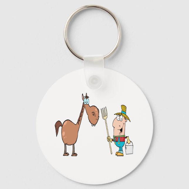 funny farmer with horse key ring (Front)