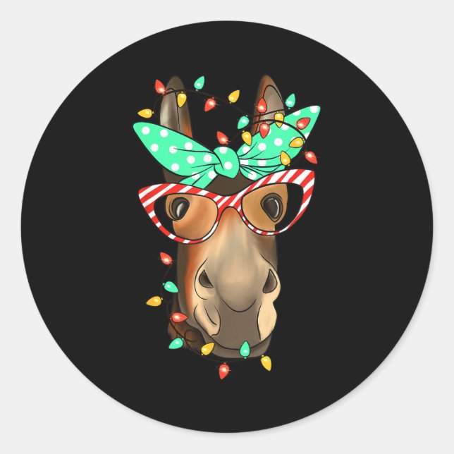 Funny Farmer Women Girls Family Christmas  Classic Round Sticker (Front)