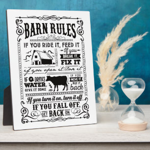 Funny Farmers barn rules Plaque