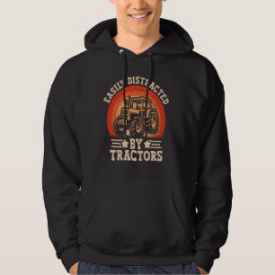 Funny Farming Quote kids Easily Distracted By Trac Hoodie