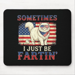 Funny farting cat american flag retro 4th of july mouse pad