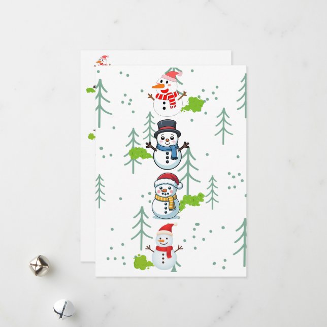 Funny Farting Snowmen Holiday Card (Front/Back In Situ)