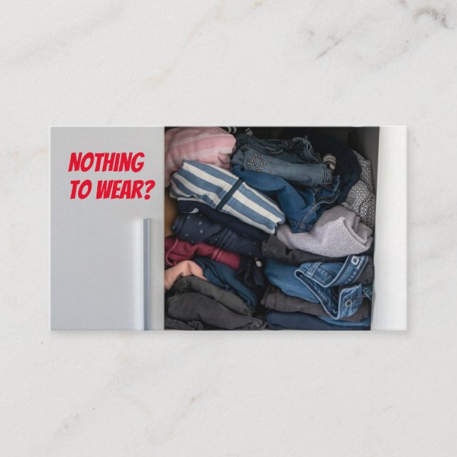 Funny fashion advisor and funny outfitters closet business card (Front)