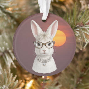 Funny Fashion Bunny with Leopard Glasses Ornament