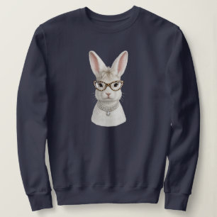 Funny Fashion Bunny with Leopard Glasses Sweatshirt