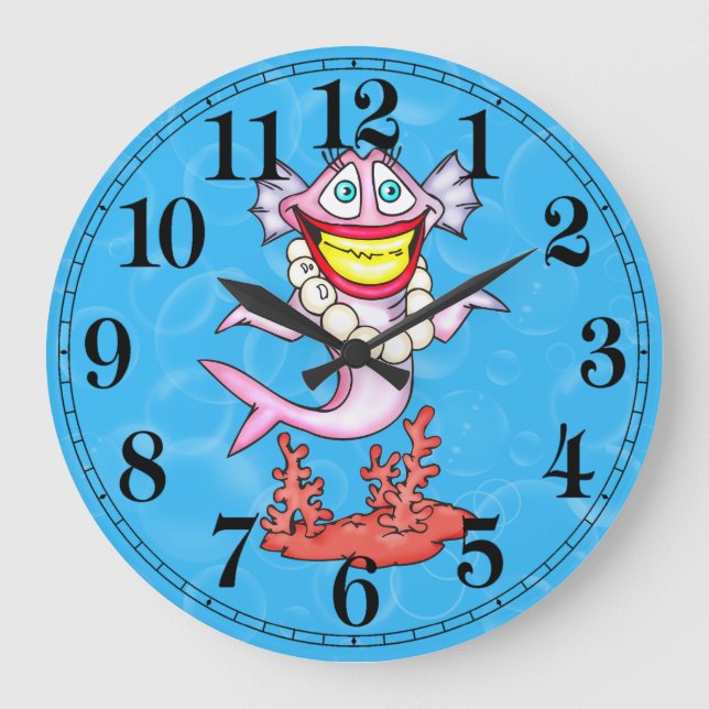 Funny Fashion Diva Fish Wall Clock (Front)