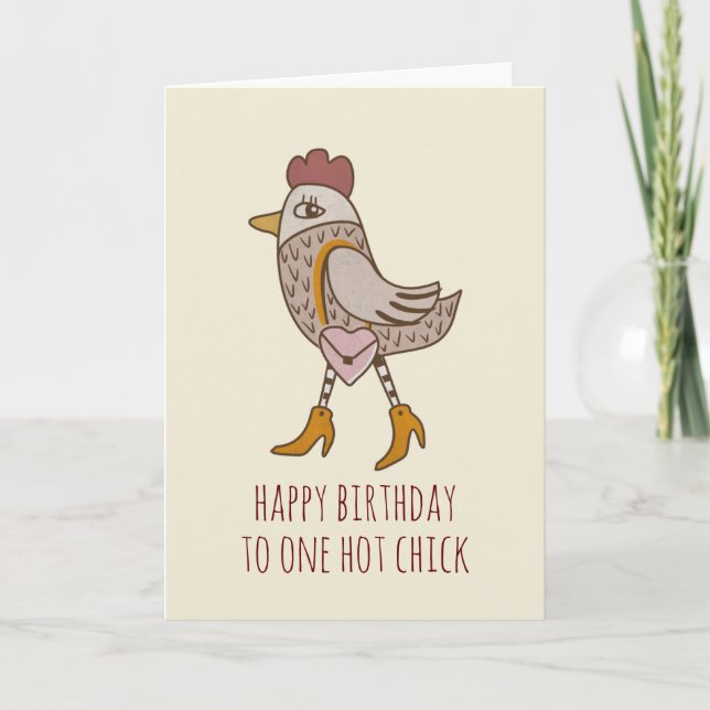 Funny Fashionable Trendy Chicken Customisable Note Card (Front)
