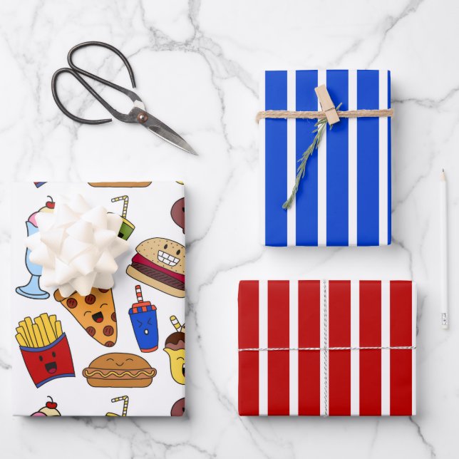 Funny Fast Food Wrapping Paper Set (Front)
