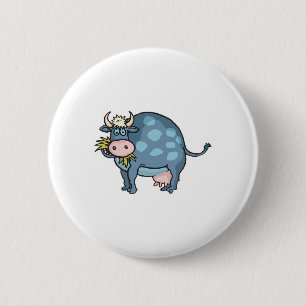 funny fat blue cow 6 cm round badge