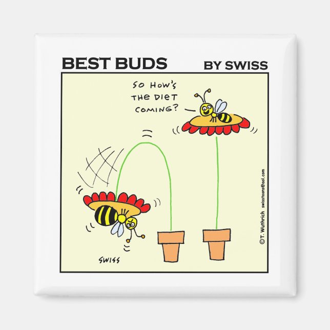 Funny Fat Bumblebee Cartoon Dieting Humor Magnet (Front)