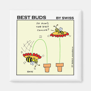 Funny Fat Bumblebee Cartoon Dieting Humour Magnet