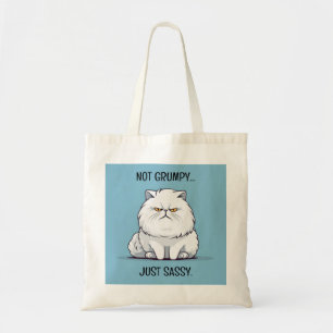 Funny Fat Cartoon Cat Not Grumpy Just Sassy Tote Bag