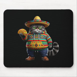 Funny Fat Cat Cinco De Mayo Fat Kitten Cat with Mouse Pad