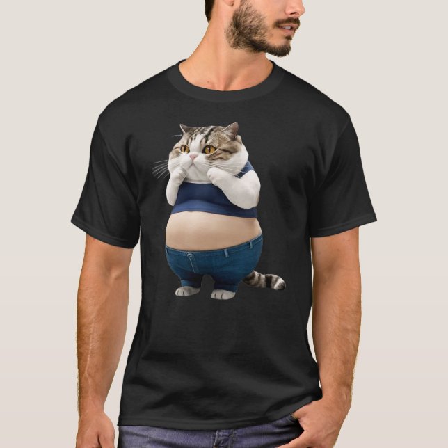 Funny Fat Cat Fat Kitten Cat Lover T-Shirt (Front)