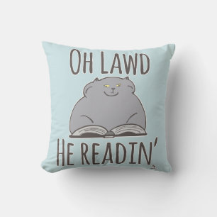 Funny Fat Cat He Reading Fun Cartoon Logo Cushion