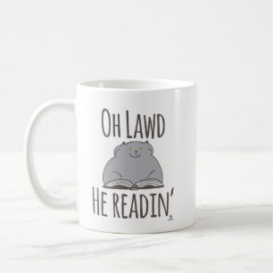  Funny Fat Cat He Reading Kitty Fun Motto Coffee Mug