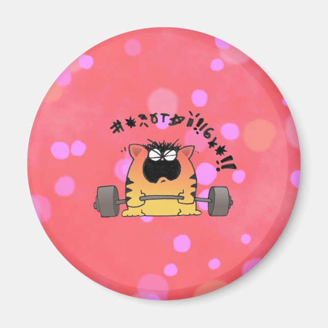 Funny Fat Cat Lift Weight Magnet (Front)