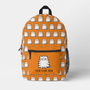 funny fat cat (name) printed backpack