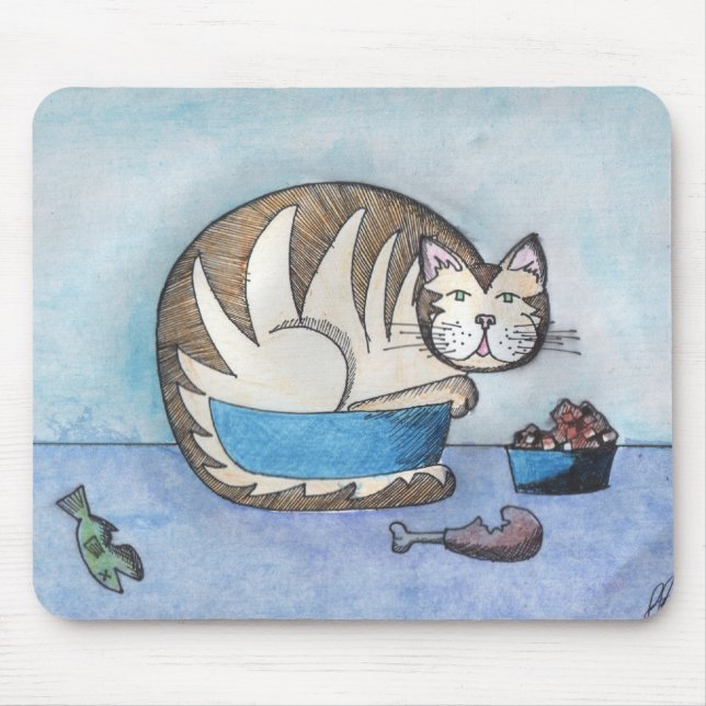 Funny Fat Cat Original Art Mousepad (Front)