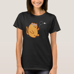 Funny Fat Cat Playing Badminton T-Shirt