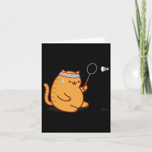 Funny Fat Cat Playing Dminton  Card