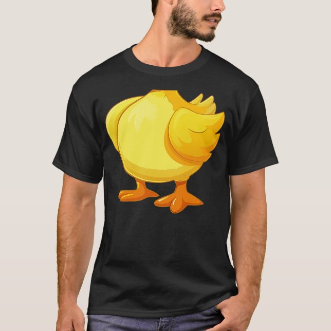 Funny fat cute yellow duck body costume, halloween T-Shirt (Front)