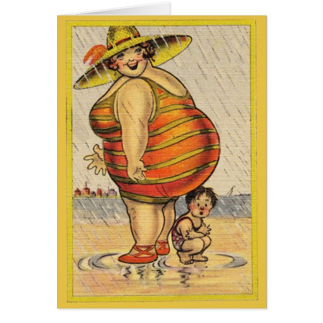 Funny Fat Lady on Beach (Front)