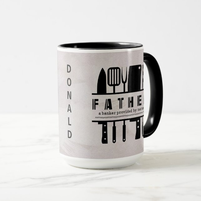 Funny Father Dad Beige and Black Two Tone Mug (Front Right)