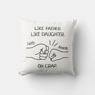 Funny Father Daughter Fist Bump Drawing Cushion