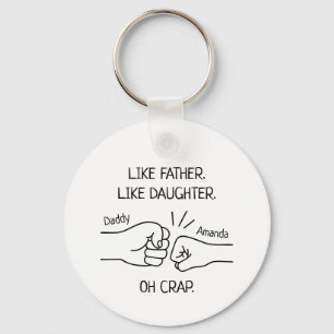 Funny Father Daughter Fist Bump Drawing Key Ring