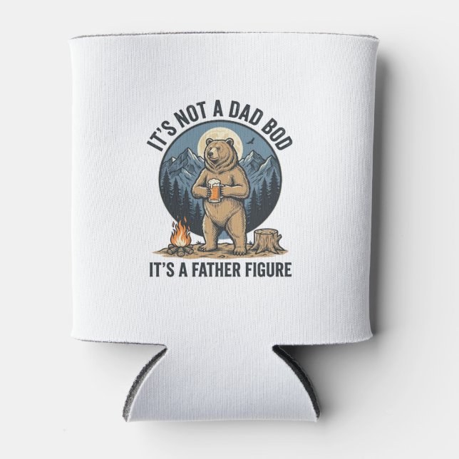 Funny Father Figure Bear Camping Vector Design_1 Can Cooler (Front)