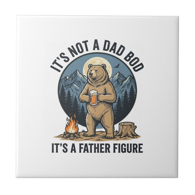 Funny Father Figure Bear Camping Vector Design_1 Ceramic Tile (Front)