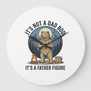 Funny Father Figure Bear Camping Vector Design_1 Large Clock