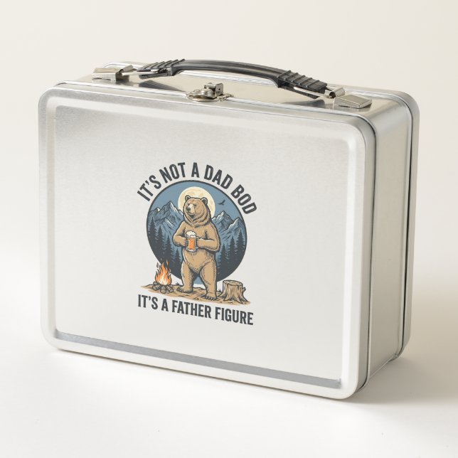 Funny Father Figure Bear Camping Vector Design_1 Metal Lunch Box (Front)