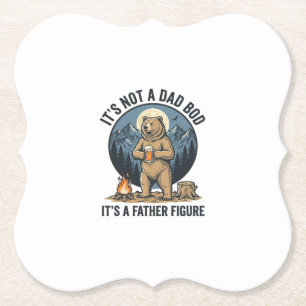 Funny Father Figure Bear Camping Vector Design_1 Paper Coaster