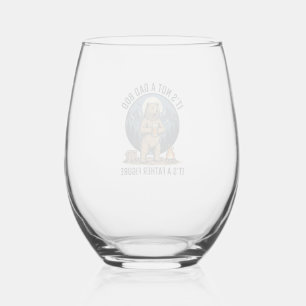 Funny Father Figure Bear Camping Vector Design_1 Stemless Wine Glass