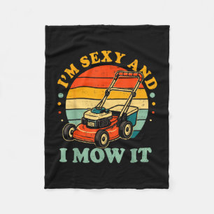 Funny father mows mowing is therapy lawn mower dad fleece blanket