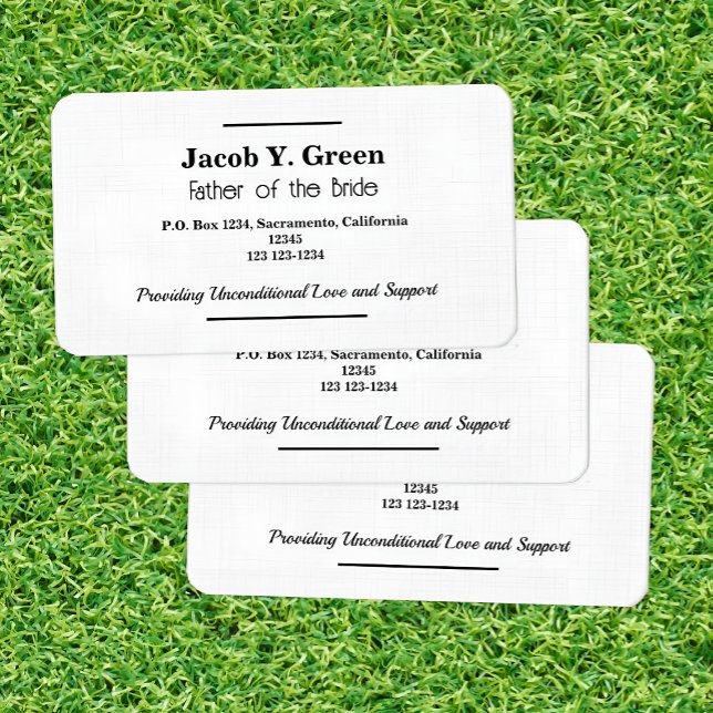 Funny Father of the Bride Business Card (Bride Father Card)