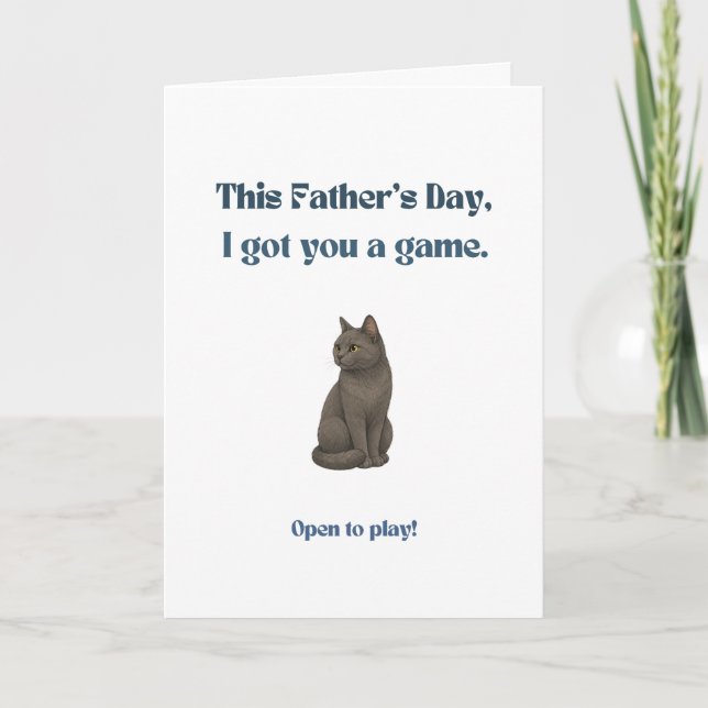 Funny Father's Day Card for Cat Dads Grey Cat (Front)