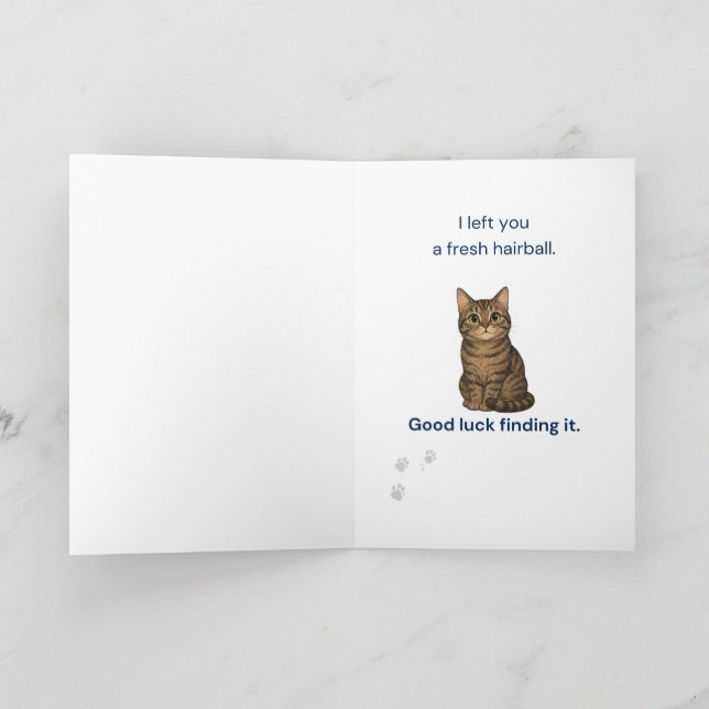 Funny Father's Day Card for Cat Dads Tabby Cat (Inside)