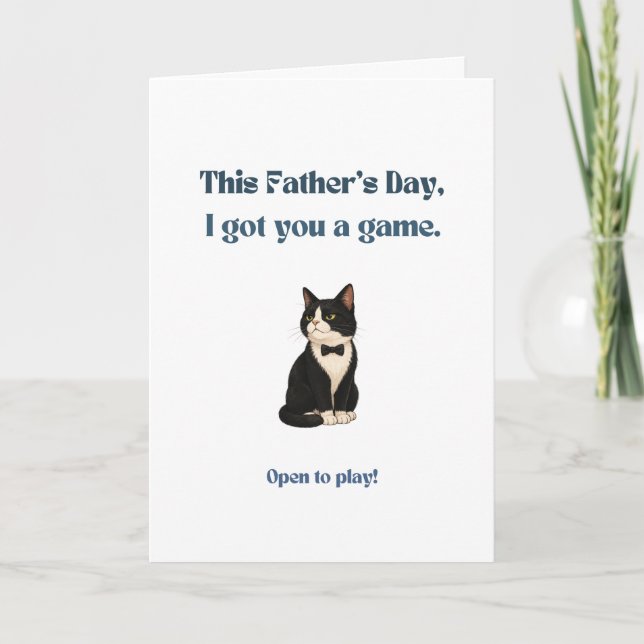 Funny Father's Day Card for Cat Dads Tuxedo Bowtie (Front)