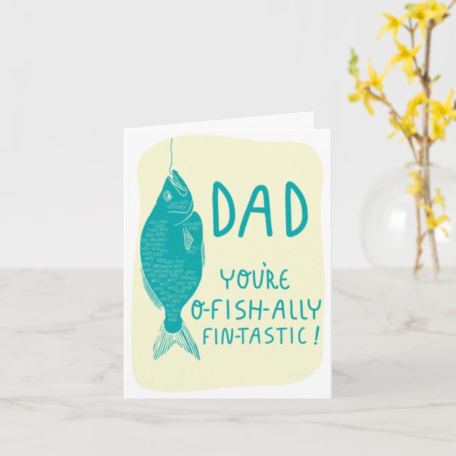 Funny Father's Day card for Fishing Dads (Yellow Flower)